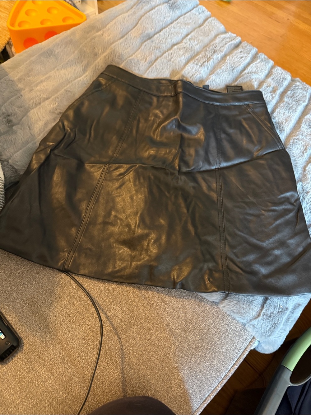 Divided Black Faux Leather A-Line Skirt